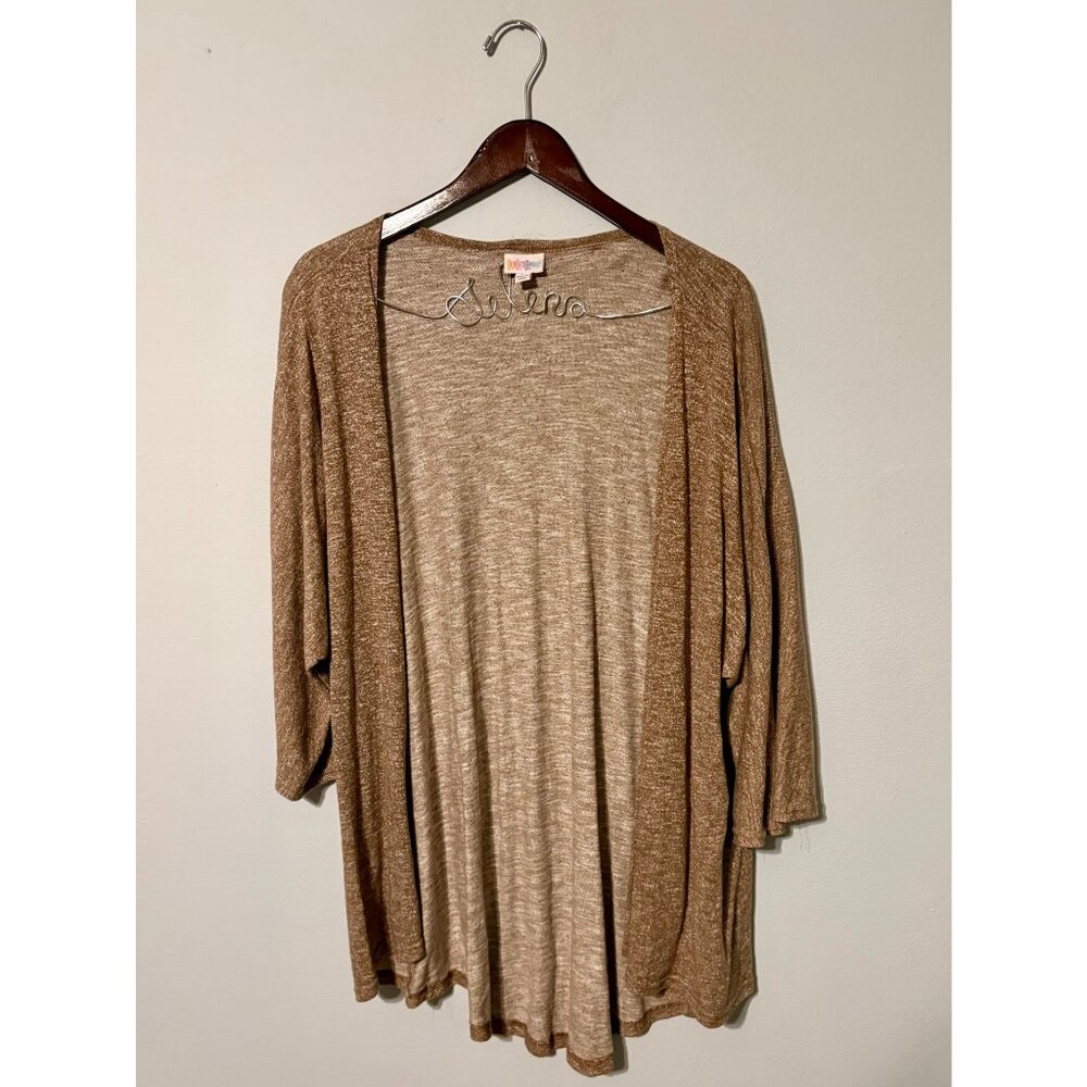 Lularoe Size L Brown Tan Heathered Knit Cardigan